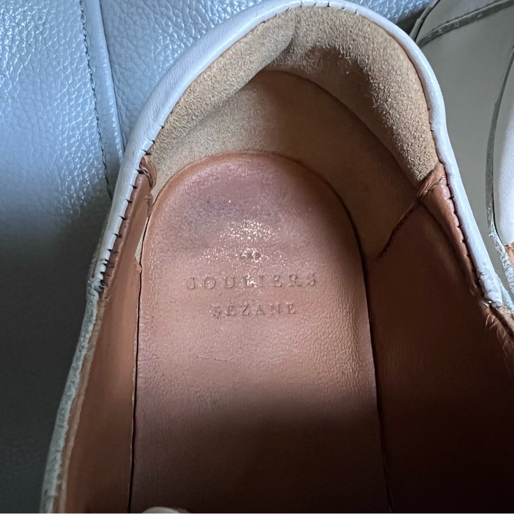 SEZANE Women’s Leather Sneakers EU 35 US Sz 5 Jack Trainers Beige Lace Up Chic - Picture 9 of 17